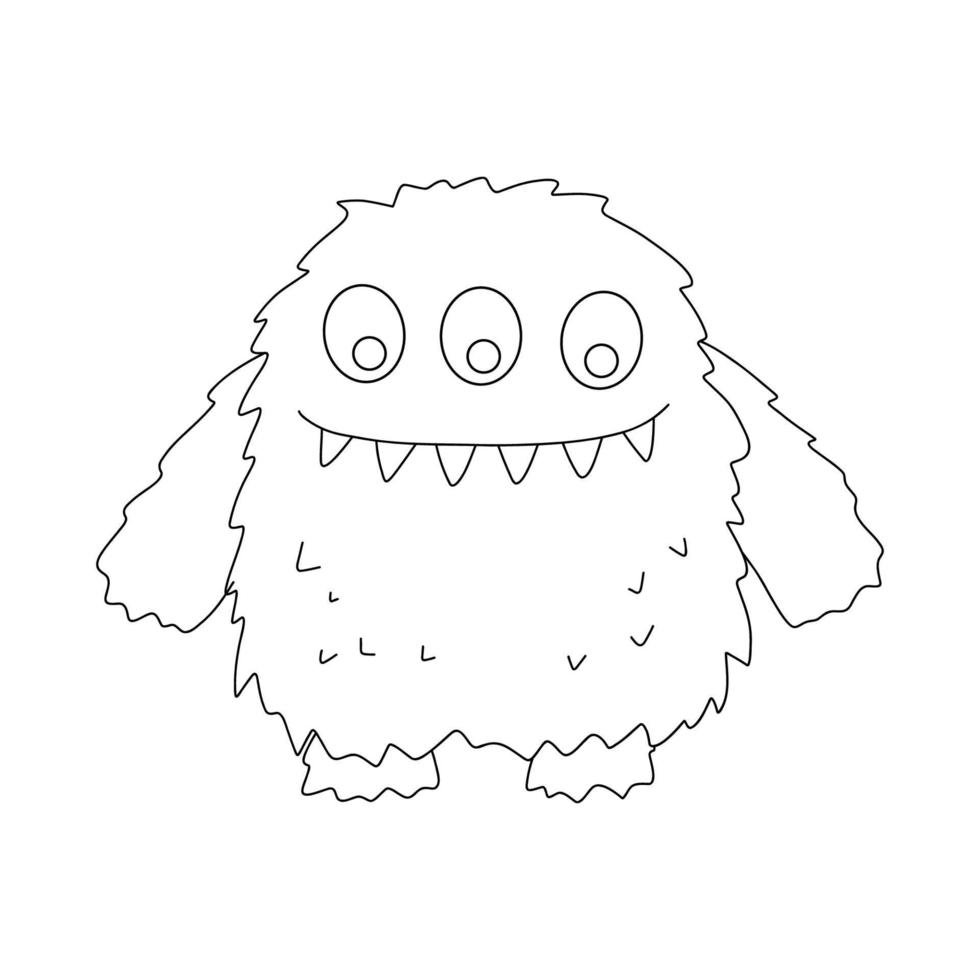 grappig koel lijn monster, buitenaardse wezens of fantasie dieren voor kinderachtig kleur boek. hand- getrokken schets tekenfilm vector illustratie geïsoleerd Aan wit.