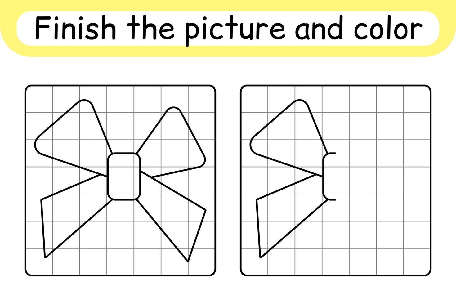 maak de fotoboog compleet. kopieer de afbeelding en kleur. maak het beeld af. kleurboek. educatief tekenoefenspel voor kinderen vector