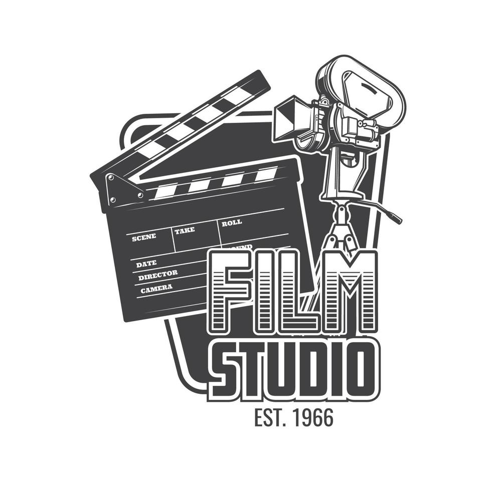 film studio, cinematografie en bioscoop retro icoon vector