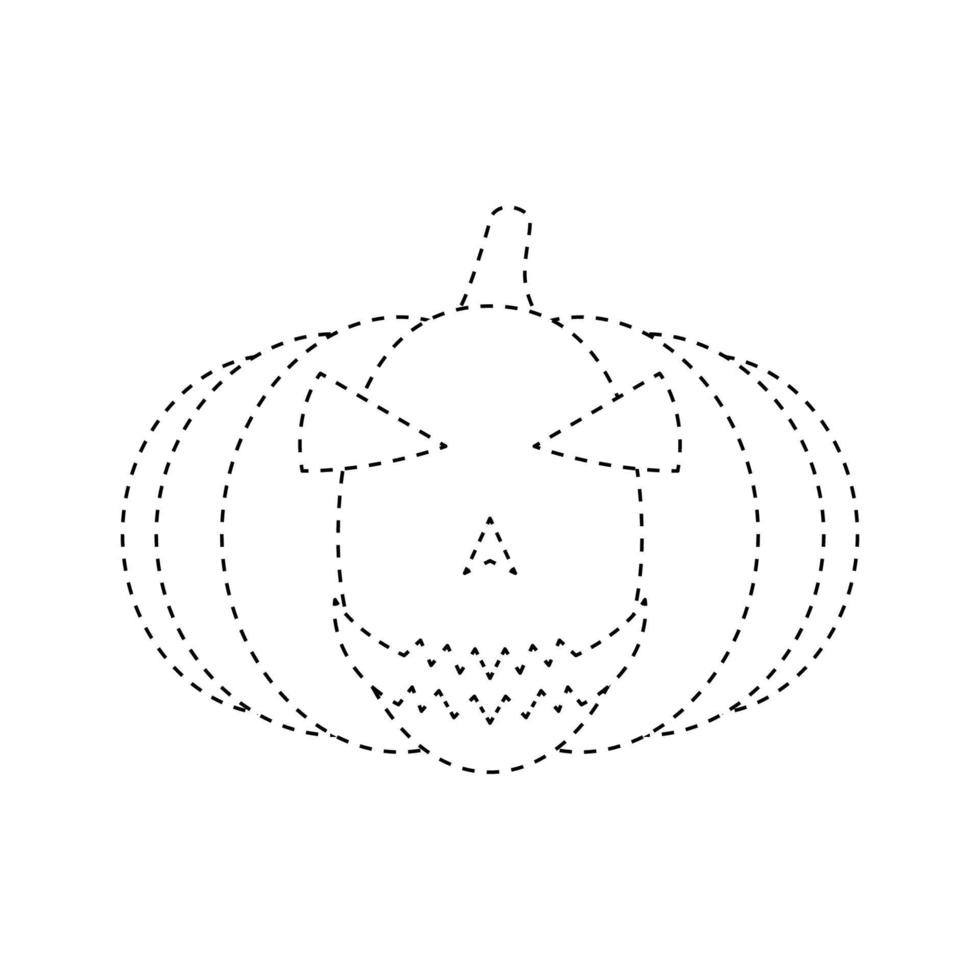 halloween pompoen traceren werkblad voor kinderen vector