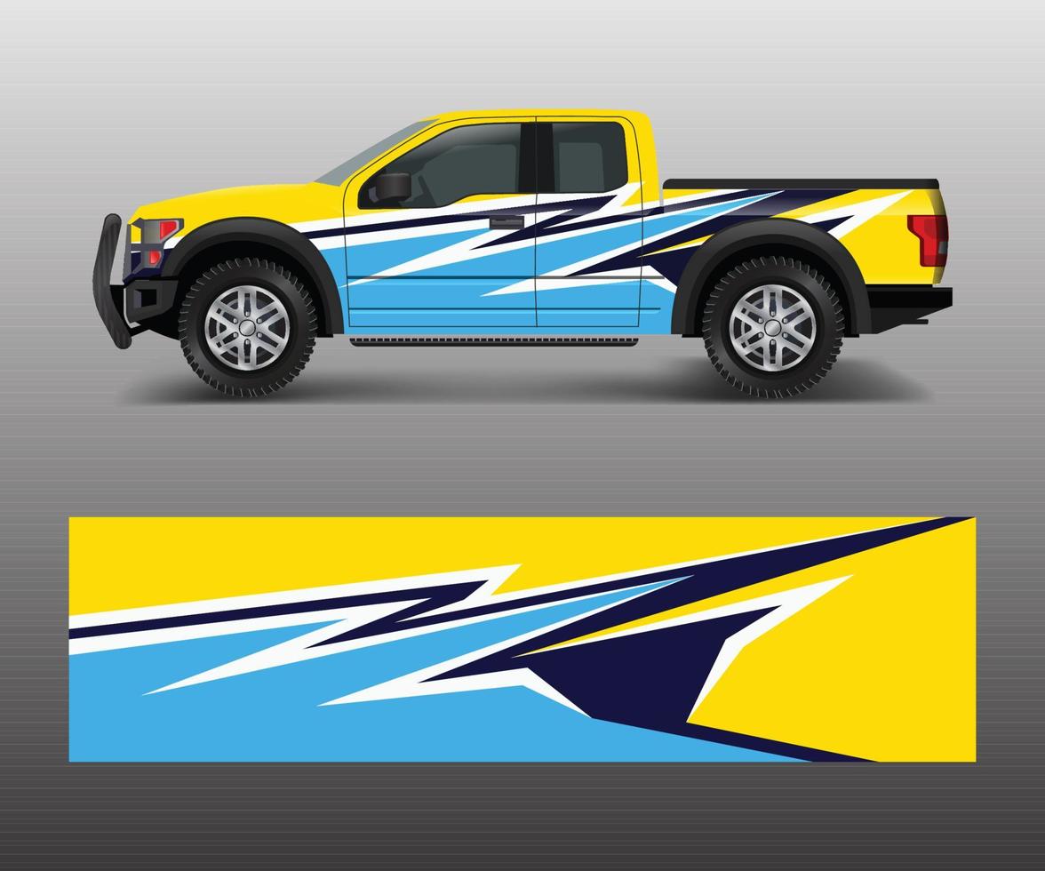 lading busje en auto inpakken vector, vrachtauto sticker ontwerpen, grafisch abstract streep ontwerpen voor van de weg af ras, avontuur en kleurstelling auto vector