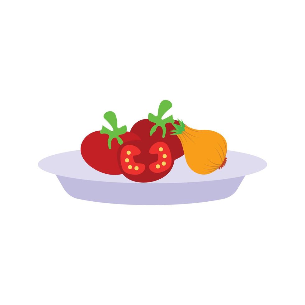 rood appels en uien Aan een blauw bord vector illustratie