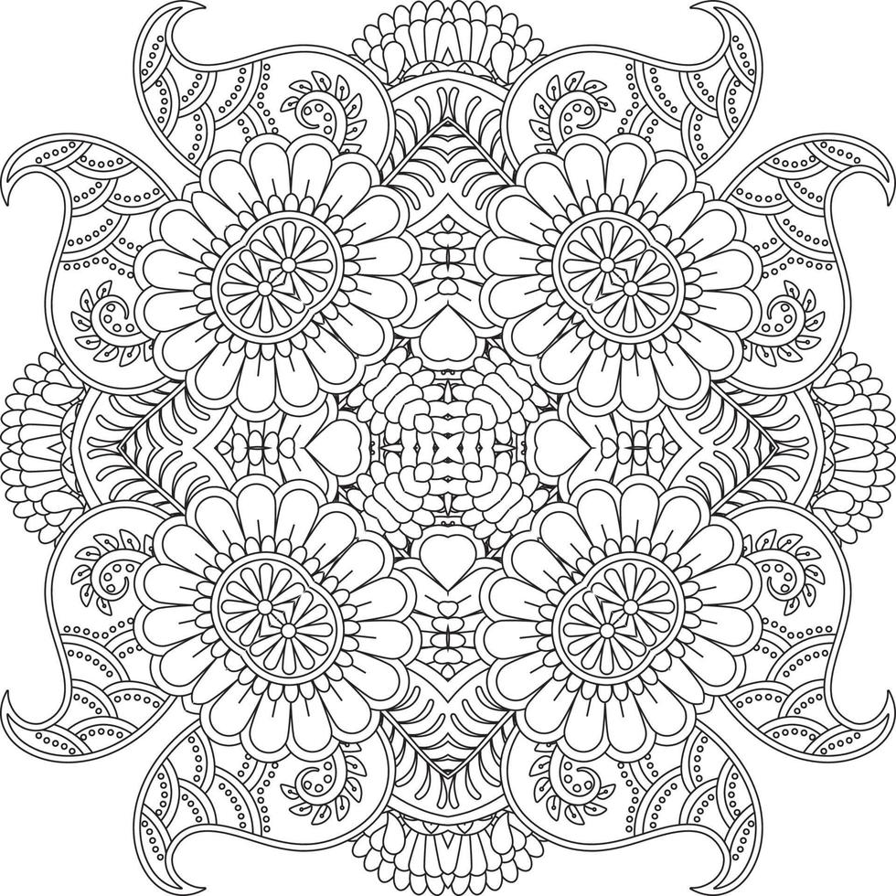 bloem decoratief ornament in etnisch oosters stijl, tekening ornament, schets hand- tekenen. kleur boek bladzijde. bloem mandala kleur boek bladzijde. volwassen kleur bladzijde. vector