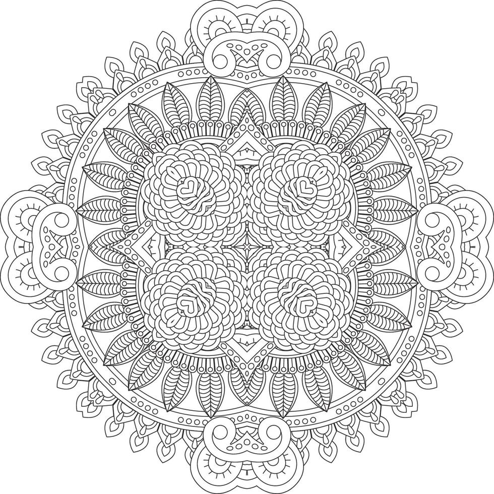 bloem decoratief ornament in etnisch oosters stijl, tekening ornament, schets hand- tekenen. kleur boek bladzijde. bloem mandala kleur boek bladzijde. volwassen kleur bladzijde. vector