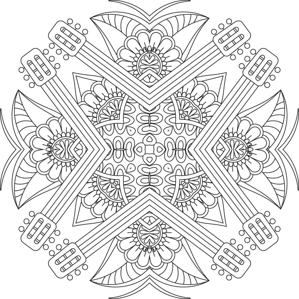 bloem decoratief ornament in etnisch oosters stijl, tekening ornament, schets hand- tekenen. kleur boek bladzijde. bloem mandala kleur boek bladzijde. volwassen kleur bladzijde. vector