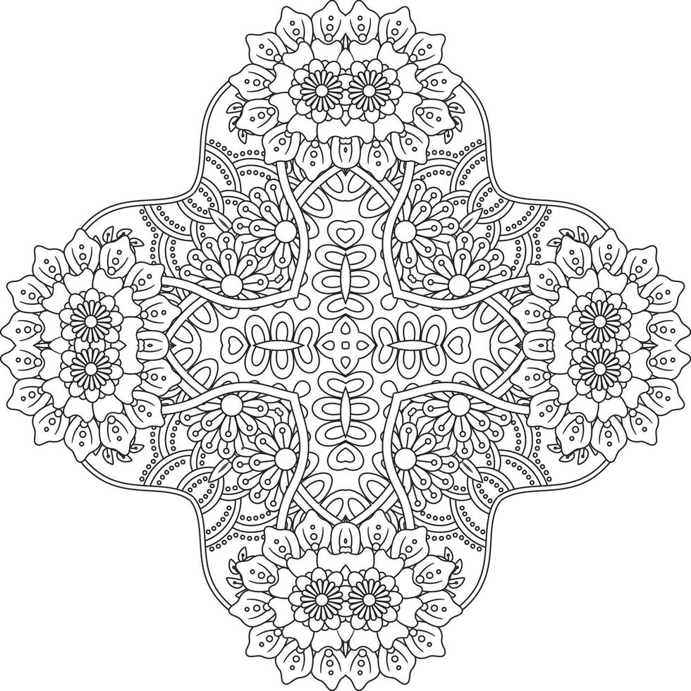 bloem decoratief ornament in etnisch oosters stijl, tekening ornament, schets hand- tekenen. kleur boek bladzijde. bloem mandala kleur boek bladzijde. volwassen kleur bladzijde. vector