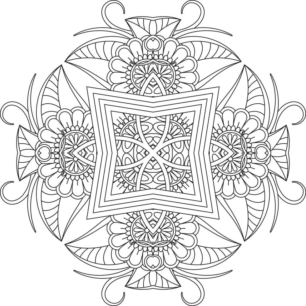 bloem decoratief ornament in etnisch oosters stijl, tekening ornament, schets hand- tekenen. kleur boek bladzijde. bloem mandala kleur boek bladzijde. volwassen kleur bladzijde. vector