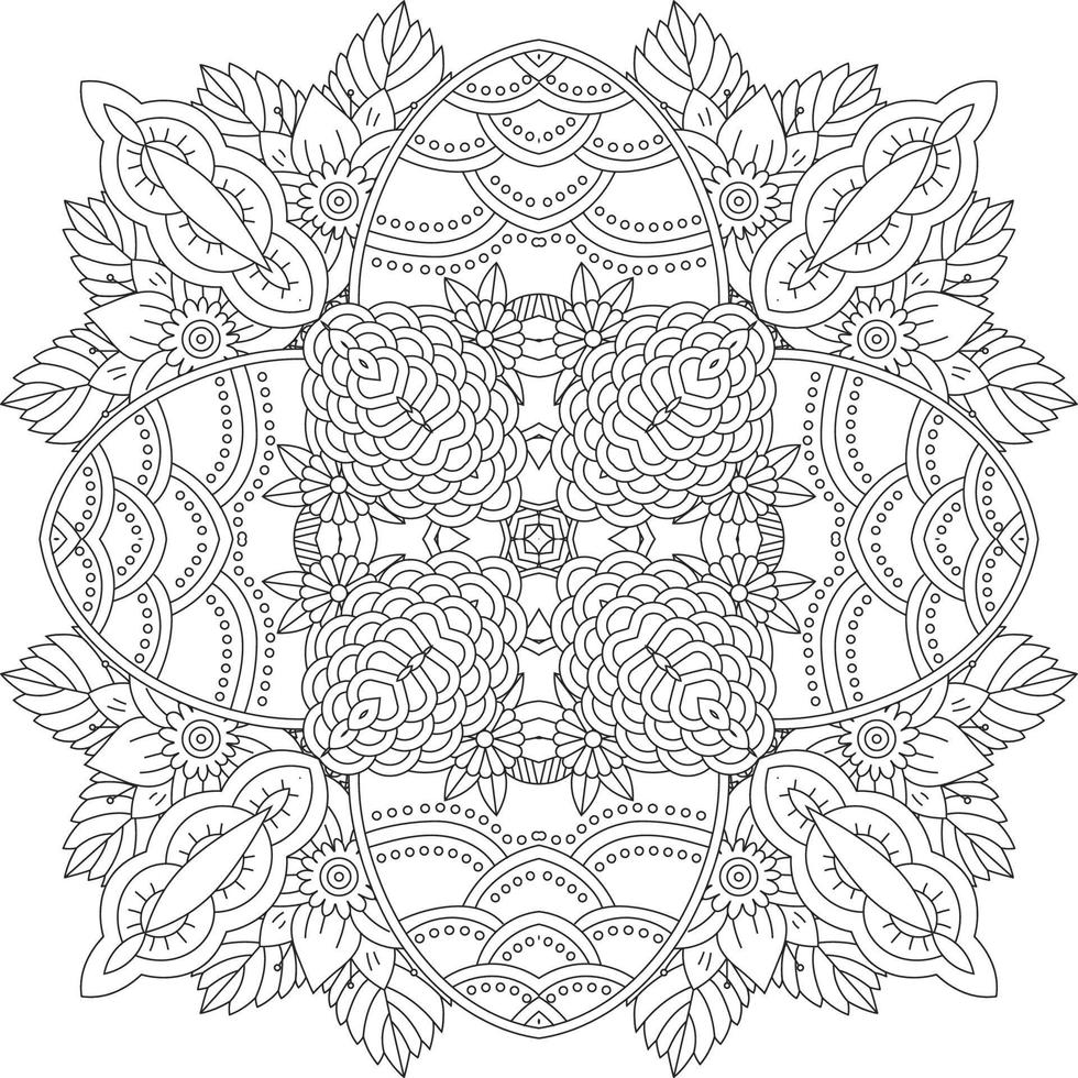 bloem decoratief ornament in etnisch oosters stijl, tekening ornament, schets hand- tekenen. kleur boek bladzijde. bloem mandala kleur boek bladzijde. volwassen kleur bladzijde. vector