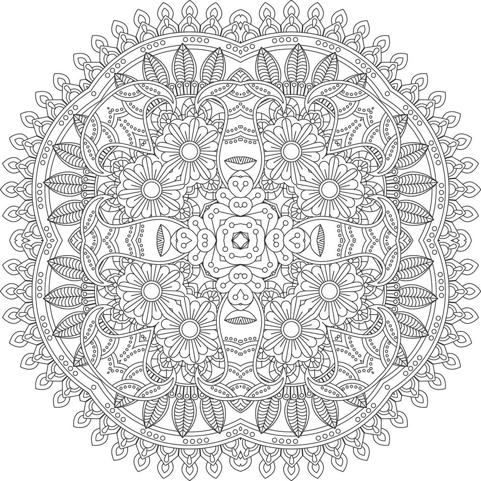 bloem decoratief ornament in etnisch oosters stijl, tekening ornament, schets hand- tekenen. kleur boek bladzijde. bloem mandala kleur boek bladzijde. volwassen kleur bladzijde. vector