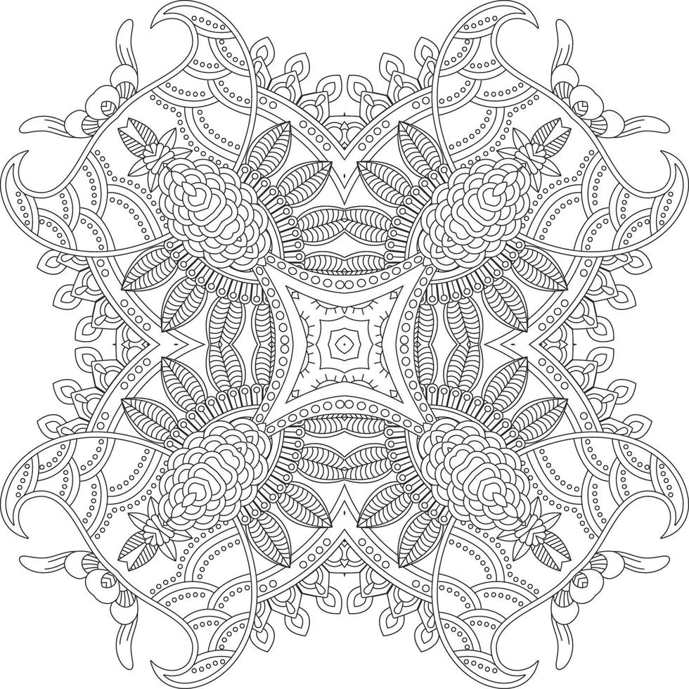 bloem decoratief ornament in etnisch oosters stijl, tekening ornament, schets hand- tekenen. kleur boek bladzijde. bloem mandala kleur boek bladzijde. volwassen kleur bladzijde. vector