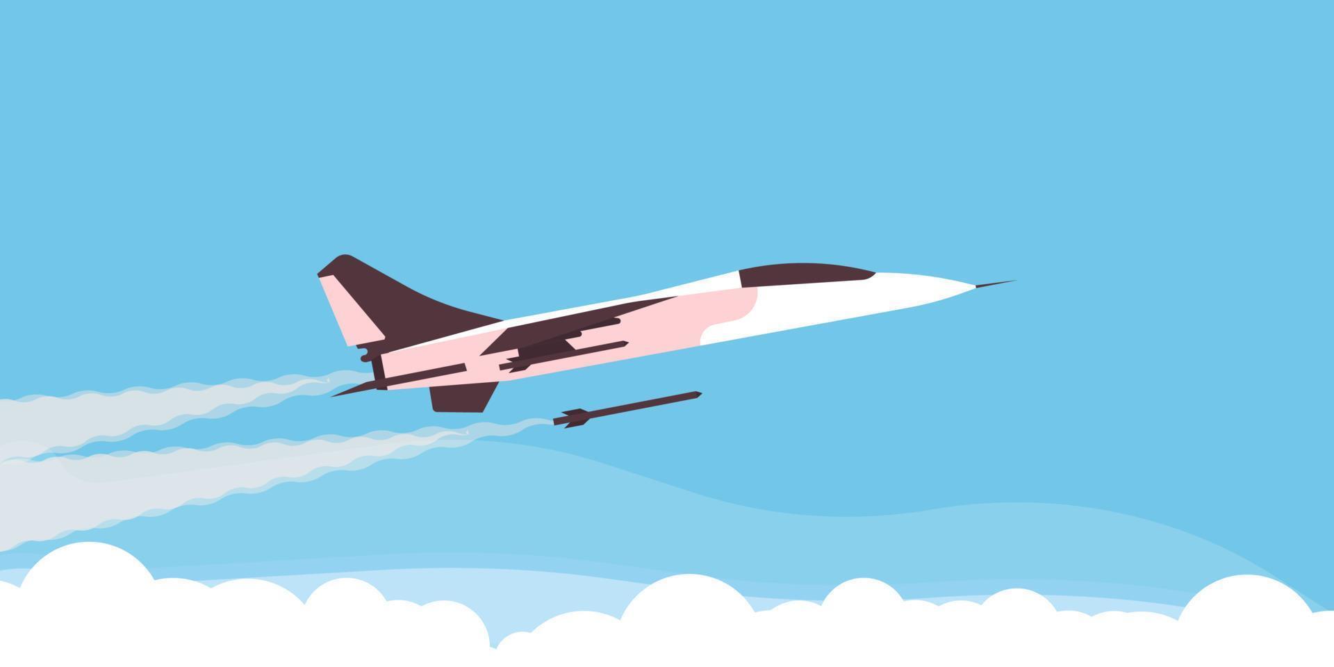 super vechter vlak vliegtuig vector leger dwingen snelheid. leger illustratie luchtvaart oorlog verdediging lucht vervoer. tekenfilm concept achtergrond onderschepper