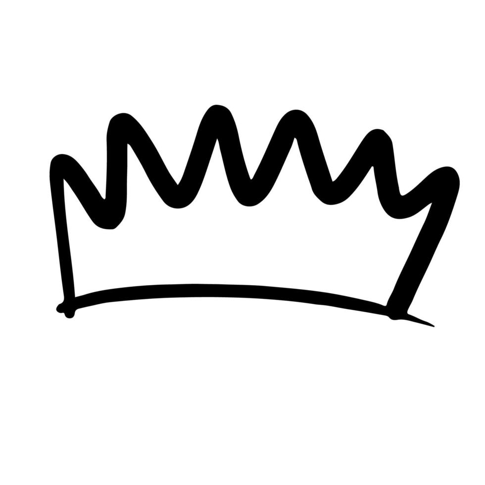 hand- getrokken kroon vector tekening symbool koningin. luxe schetsen kunst Koninklijk icoon koning en majestueus royalty tiara monarch teken. monarch koninkrijk lijn illustratie en geïsoleerd sieraden tekening zwart element