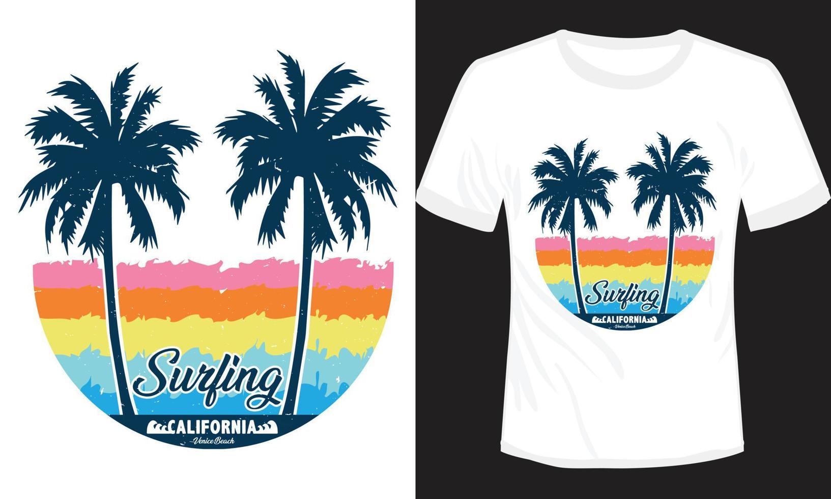 surfing Californië t-shirt ontwerp vector illustratie