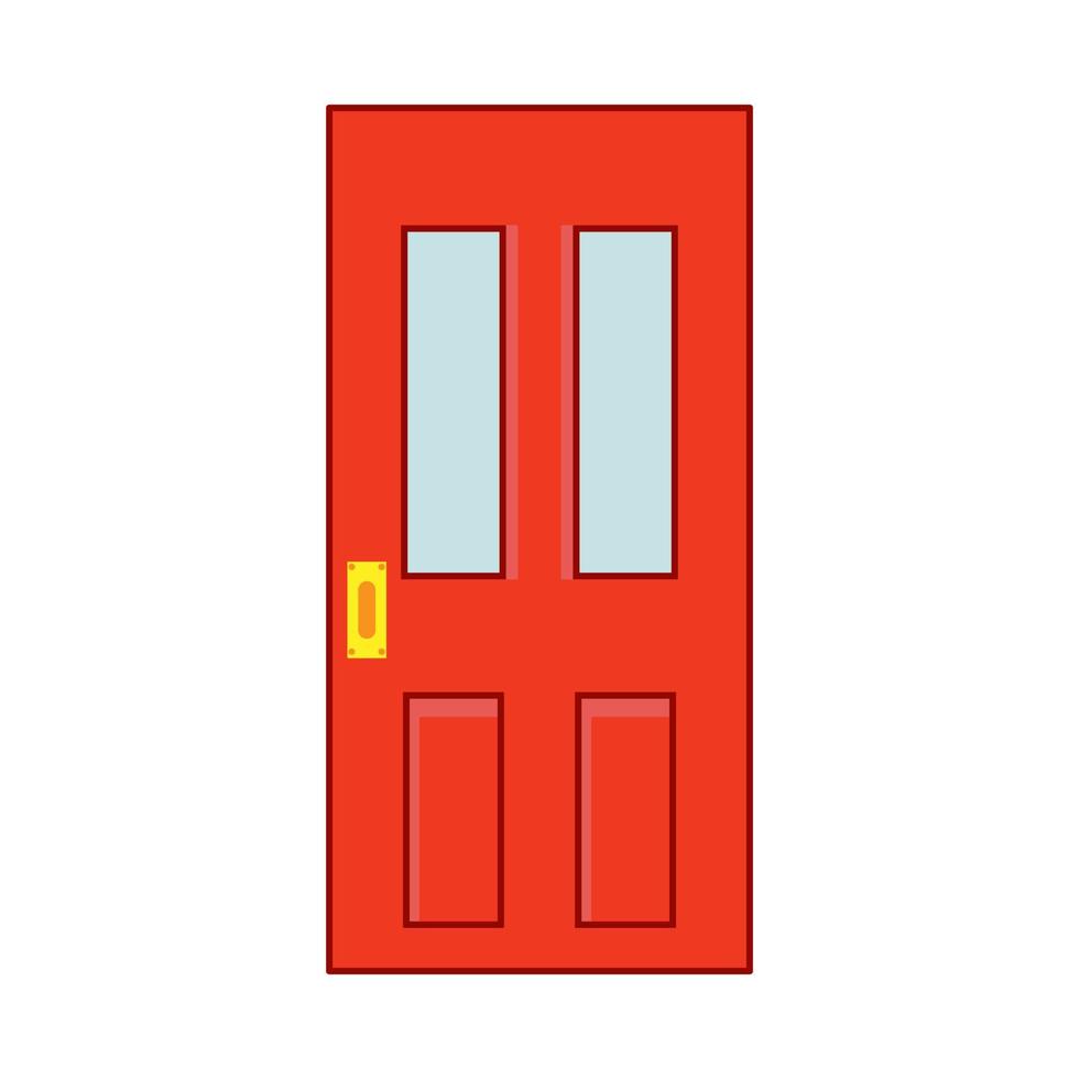 deur buitenkant decoratie veiligheid Ingang vector vlak icoon. huis geel deuropening