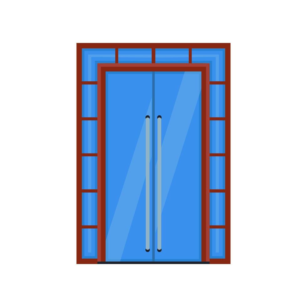 deur spiegel vector icoon interieur kader blauw glas. tekenfilm binnen vlak architectuur Gesloten Ingang. kantoor transparant Uitgang reflectie