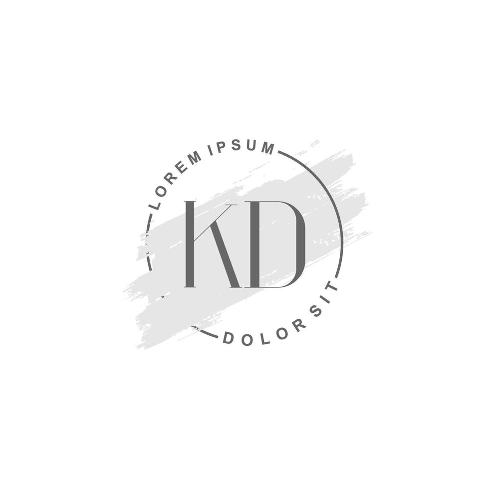 eerste kd minimalistische logo met borstel, eerste logo voor handtekening, bruiloft, mode. vector