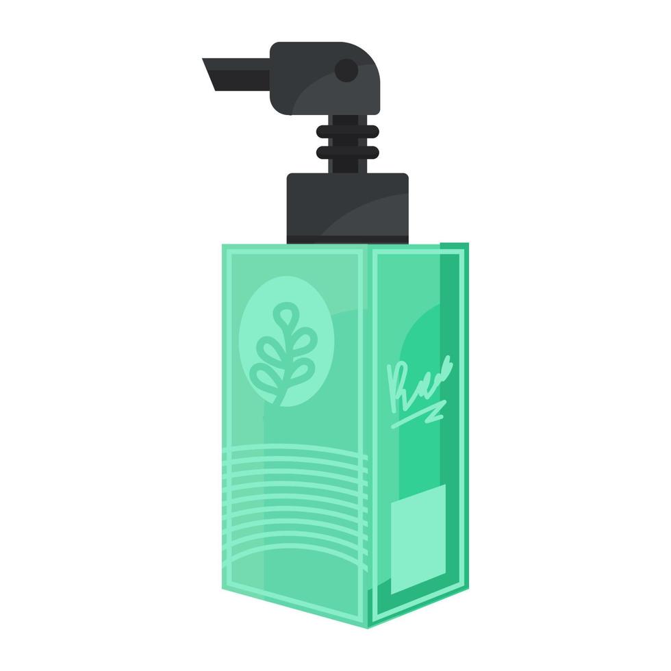 tekenfilm fles room en shampoo schoonheidsmiddelen container. gezicht lotion olie en gelaats huid vector illustratie. huidsverzorging schoonheid kunstmatig schoon en tekening eenvoud parfum glas voorwerp