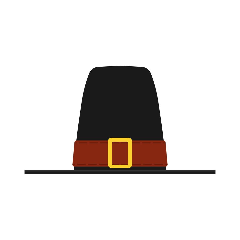 piligrim hoed vector icoon tekenfilm illustratie. dankzegging viering vakantie dag. zwart symbool oogst vlak pet