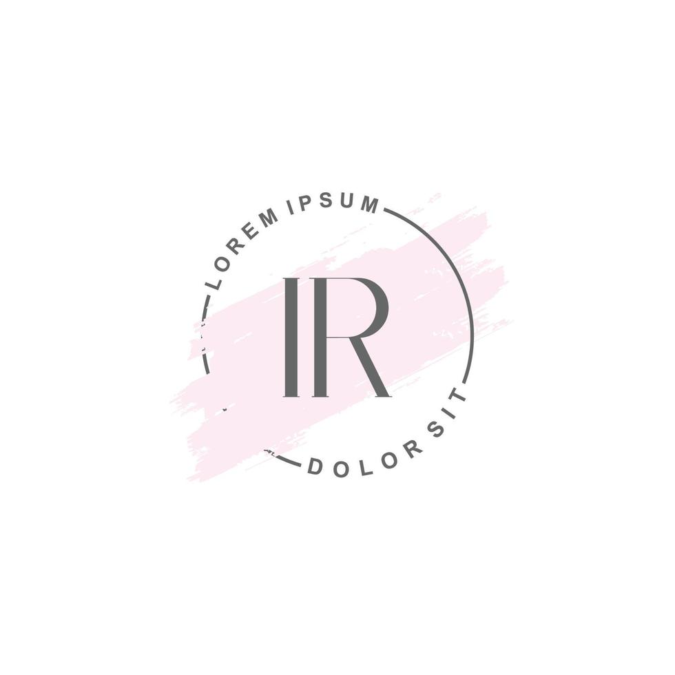 eerste ir minimalistische logo met borstel, eerste logo voor handtekening, bruiloft, mode. vector