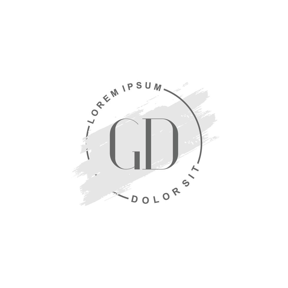 eerste gd minimalistische logo met borstel, eerste logo voor handtekening, bruiloft, mode, schoonheid en salon. vector