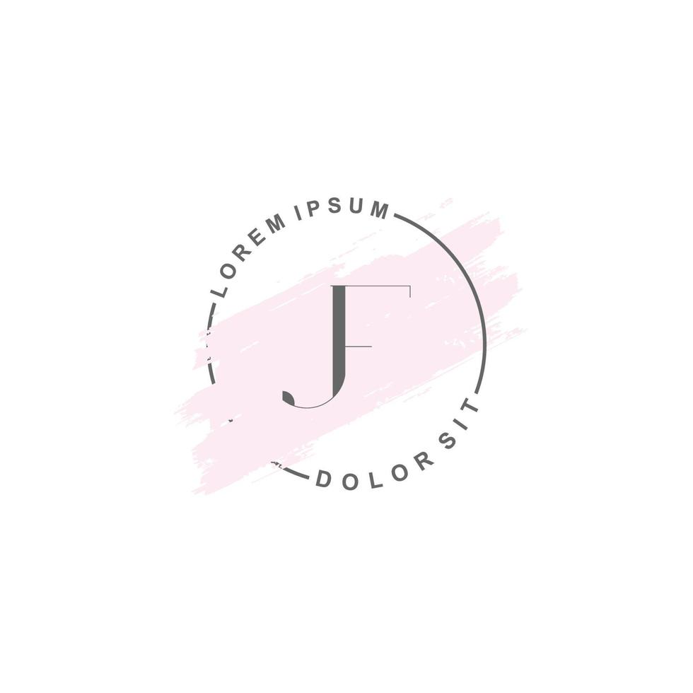 eerste jf minimalistische logo met borstel, eerste logo voor handtekening, bruiloft, mode. vector