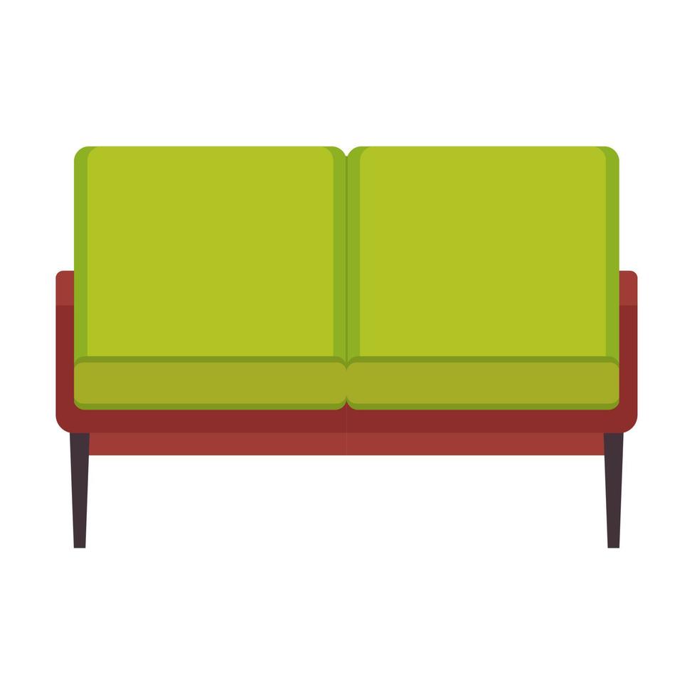 bank meubilair vector icoon voorkant visie. huis bankstel moder interieur vlak stijl. kussen sofa leven kamer horizontaal rechthoek