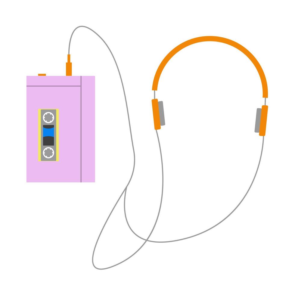 audio speler met analoog cassette. technologieën van de jaren 80, jaren 90. apparaatje voor spelen muziek. vlak stijl. vector illustratie