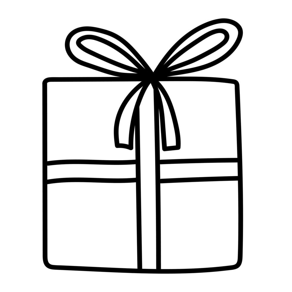 tekening sticker van een vakantie doos met een geschenk vector