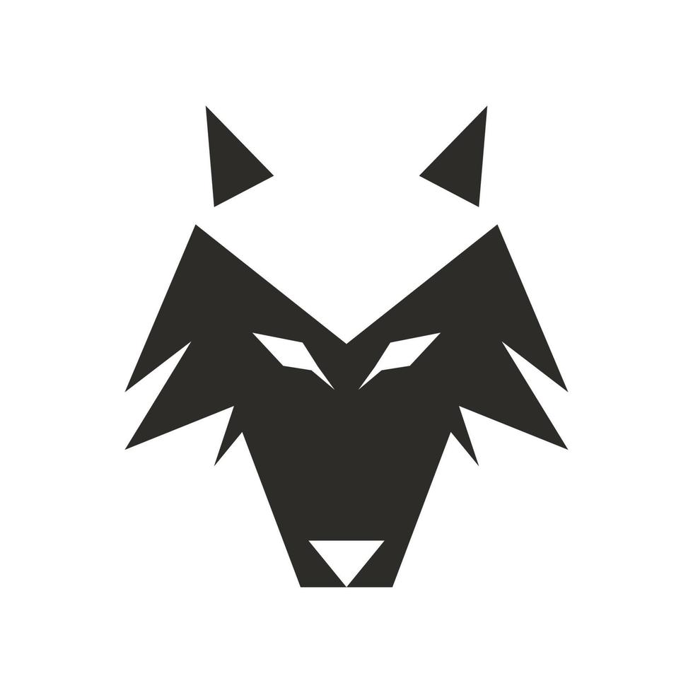 wolf gezicht dier vector illustratie hoofd. wild hond icoon en roofdier mascotte beest symbool. abstract zoogdier dieren in het wild jager embleem en coyote oog teken. silhouet tatoeëren logo en zwart kunst geïsoleerd