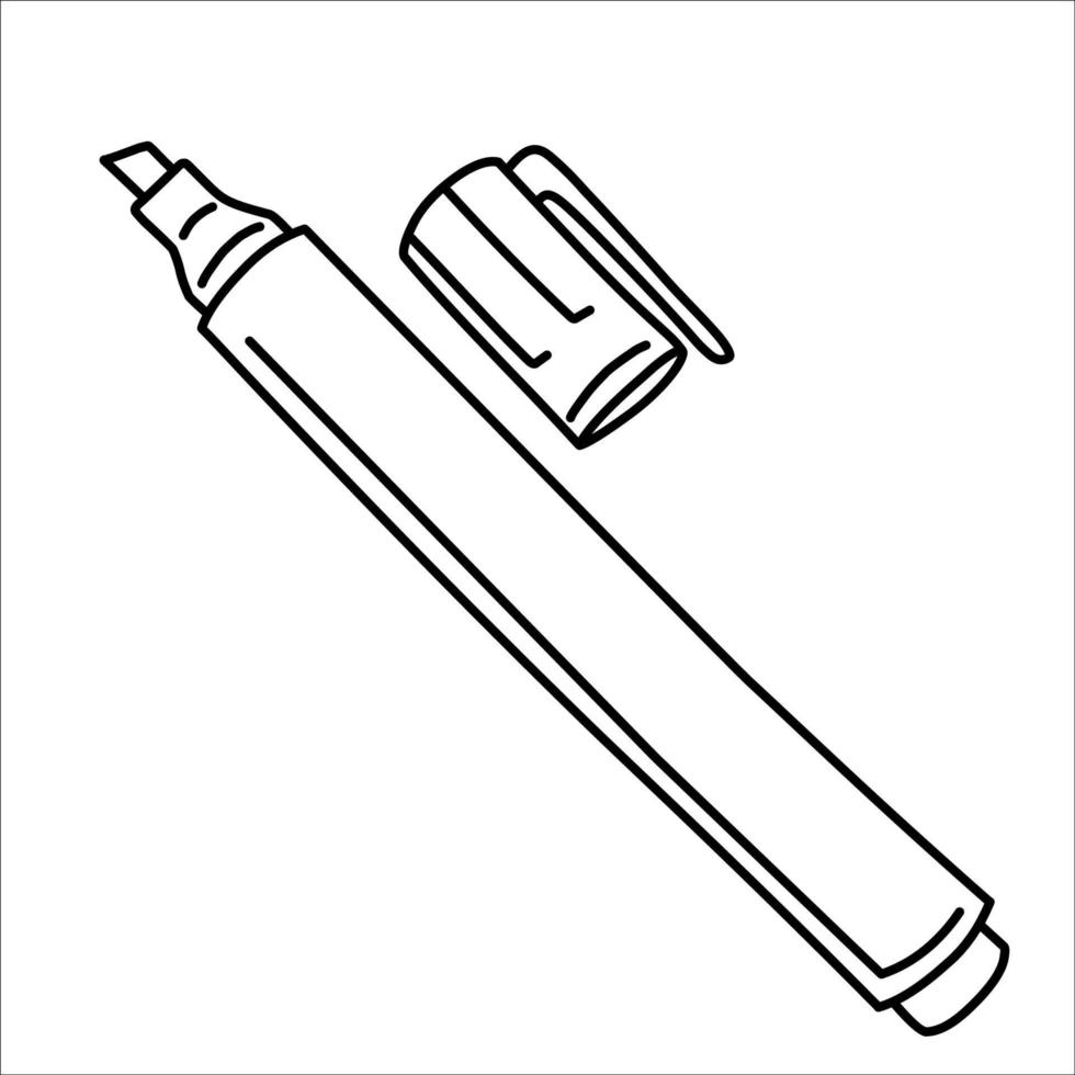 silhouet markeerstift pen met deksel icoon vector