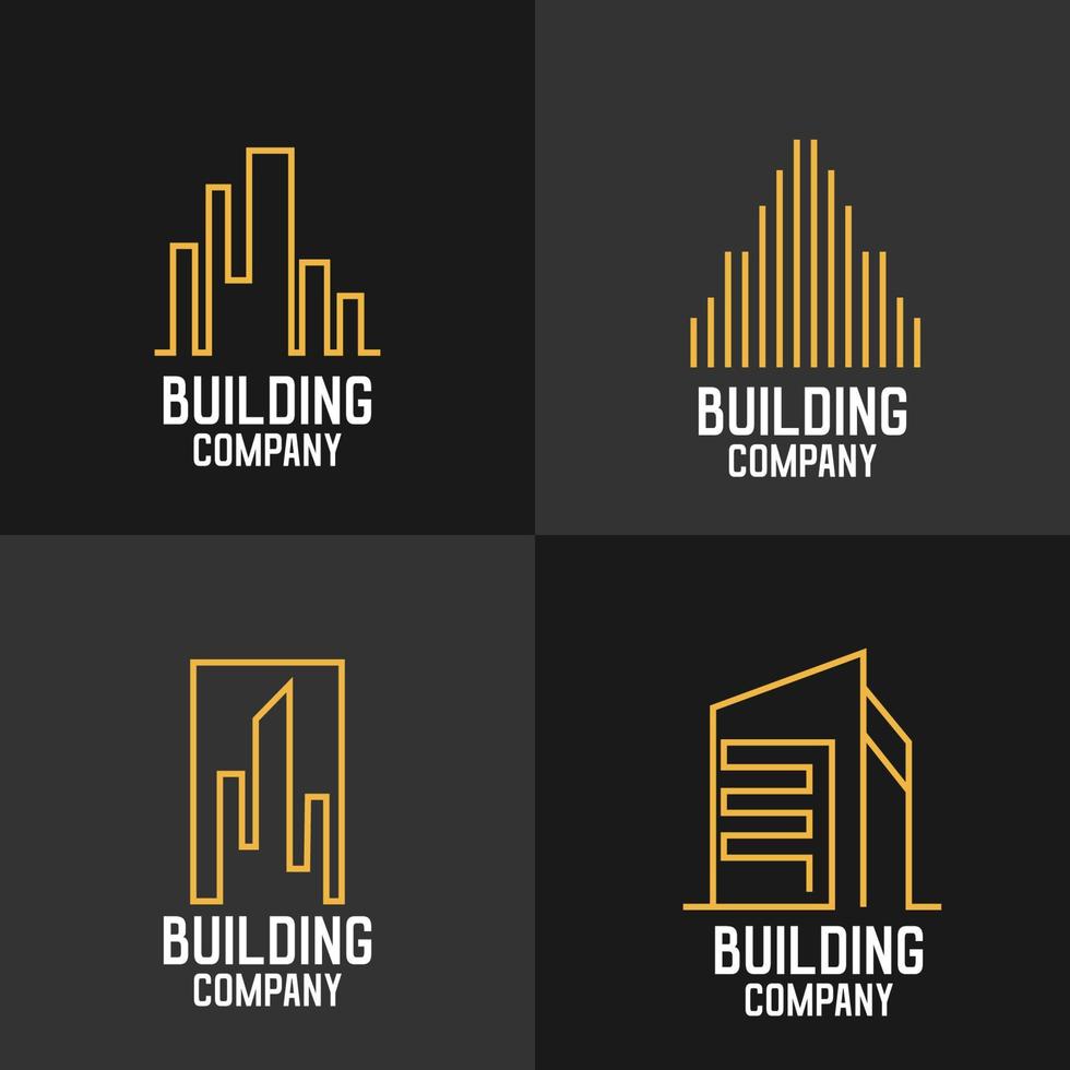 modern echt landgoed logotypes set. gouden huis icoon logo geïsoleerd zwart. gebouw echt landgoed goud teken architectuur vorm vector illustratie