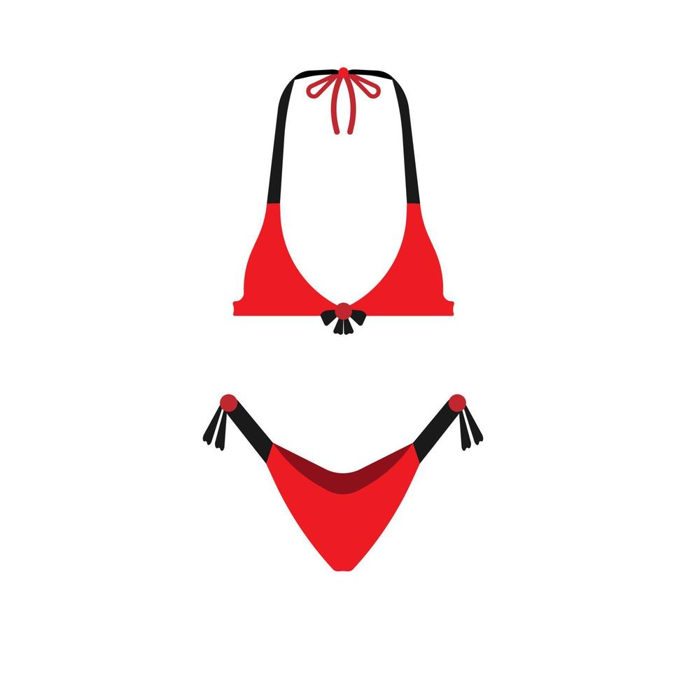 bikini badmode rood vector icoon vrouw strand kleren. mode vrouw lichaam zwempak sexy beha. ondergoed zomer top