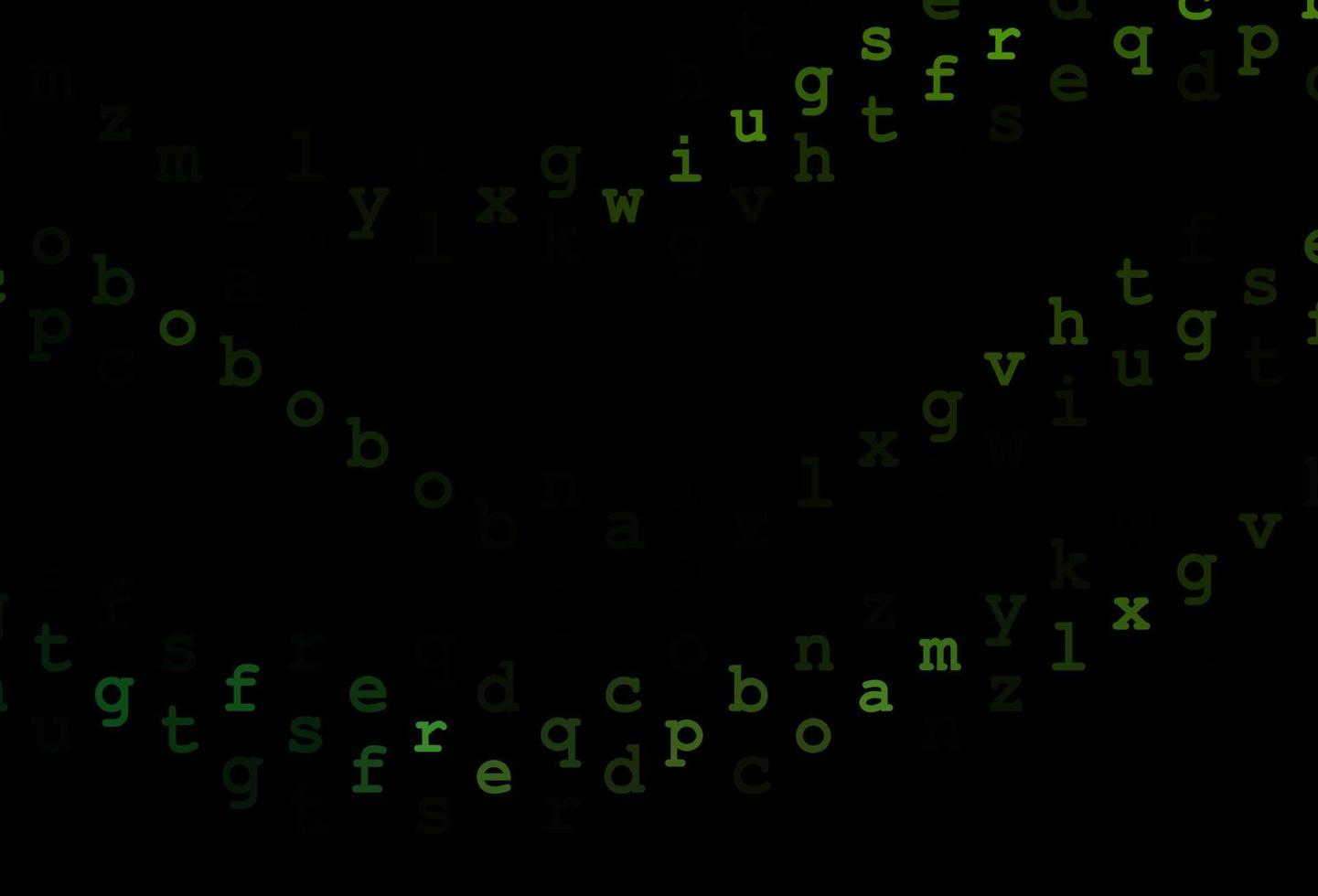 donkergroen vectorpatroon met abc-symbolen. vector