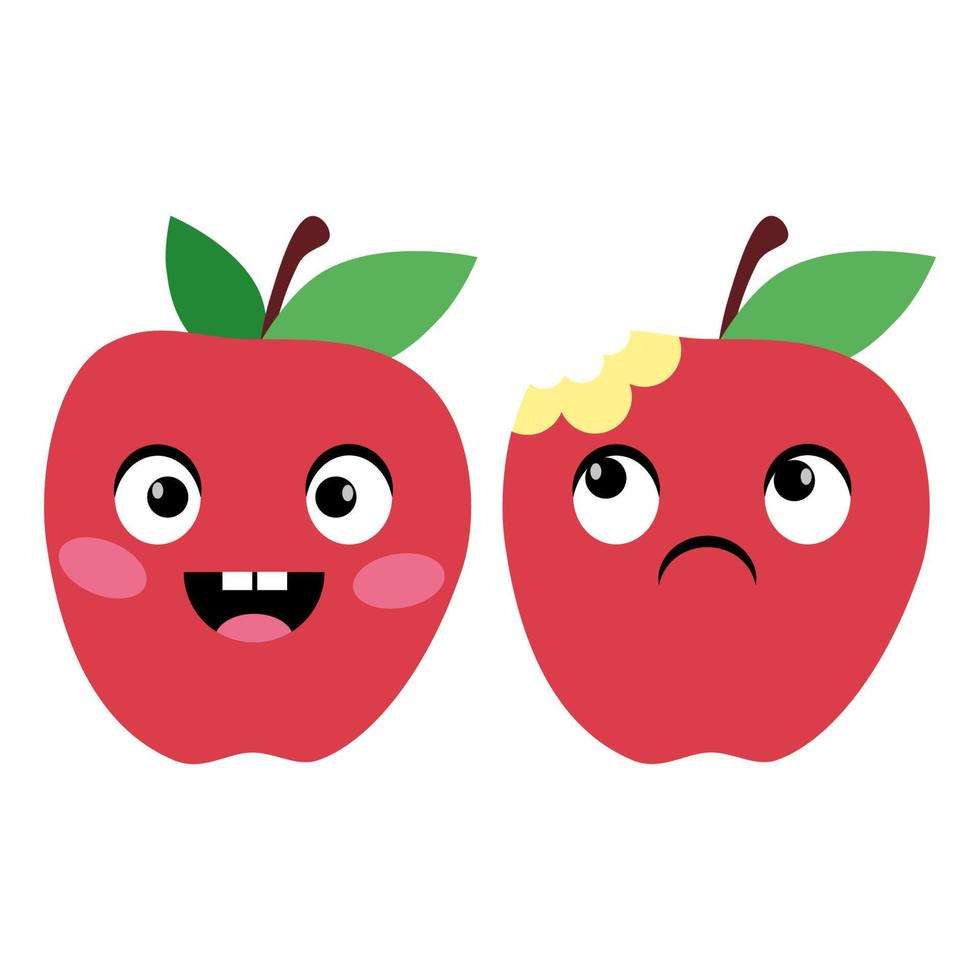 reeks van rood appels met een glimlach vector