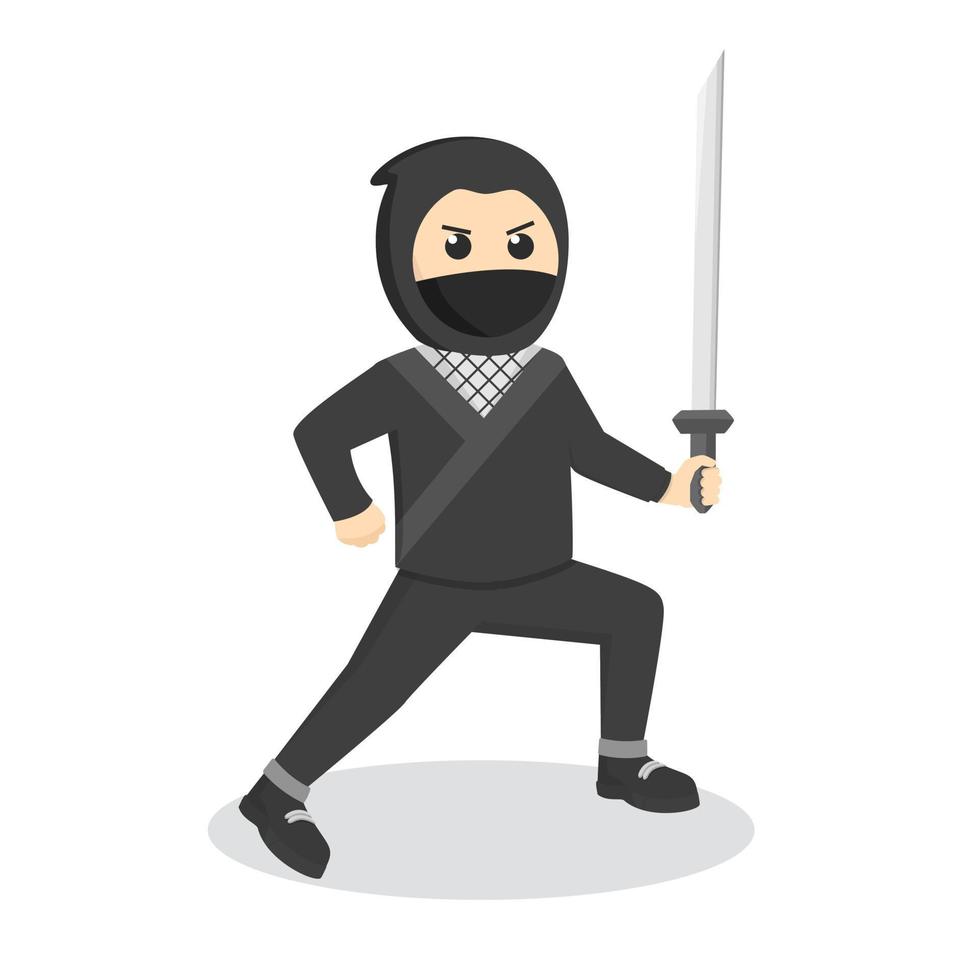 Ninja met katana ontwerp karakter Aan wit achtergrond vector