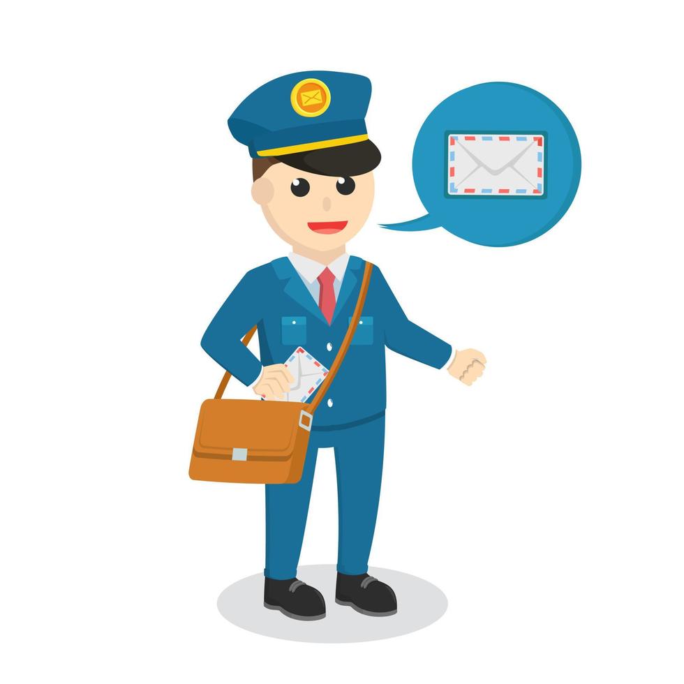 postbode met mail kennisgeving uitroepen ontwerp karakter Aan wit achtergrond vector