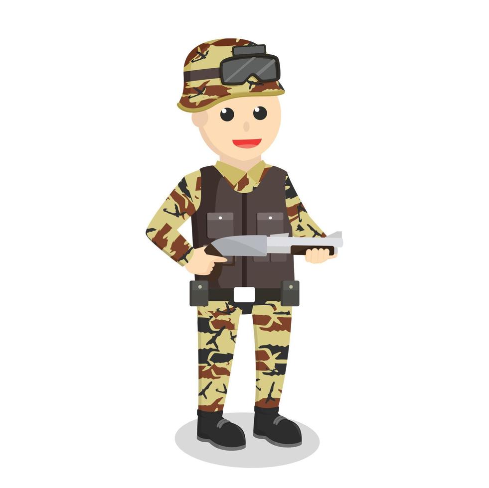 leger Mens met jachtgeweer ontwerp karakter Aan wit achtergrond vector