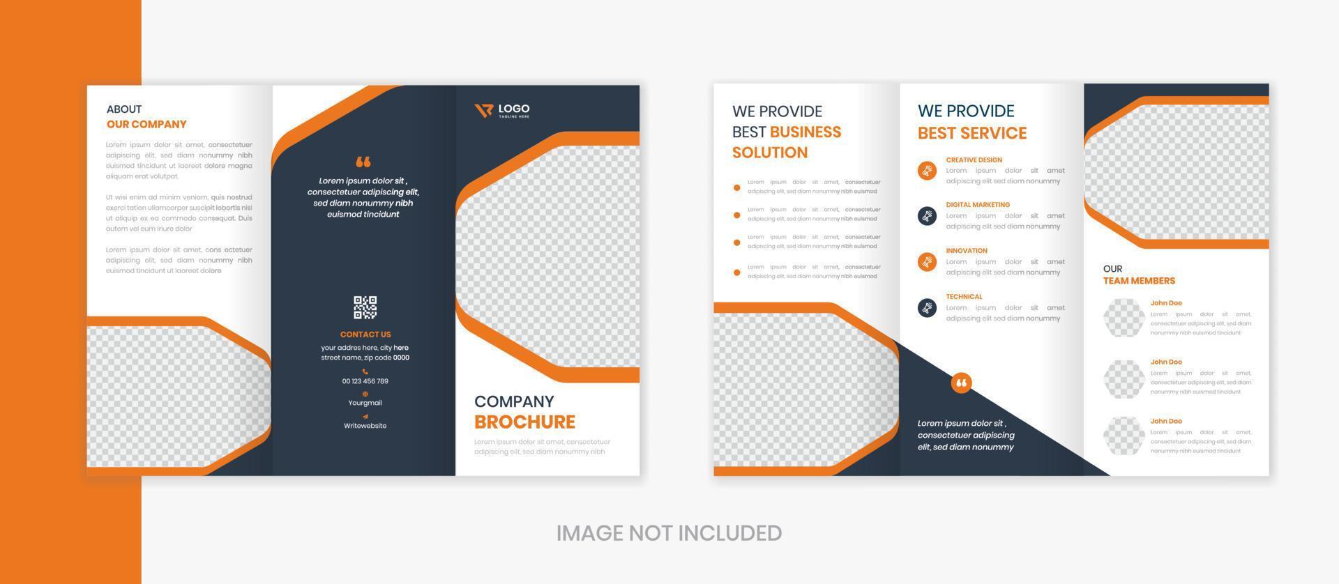 oranje zakelijke drievoud brochure ontwerp, bedrijf brochure vector