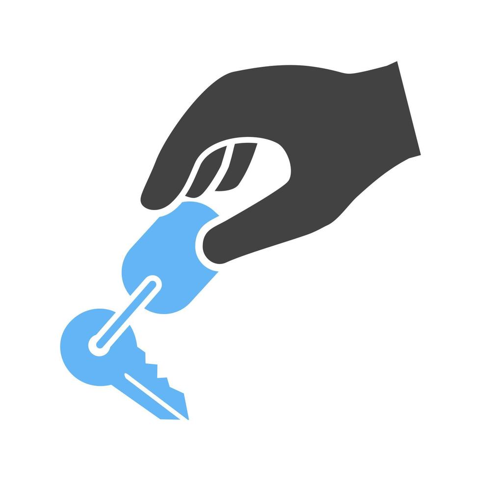 Holding sleutels glyph blauw en zwart icoon vector