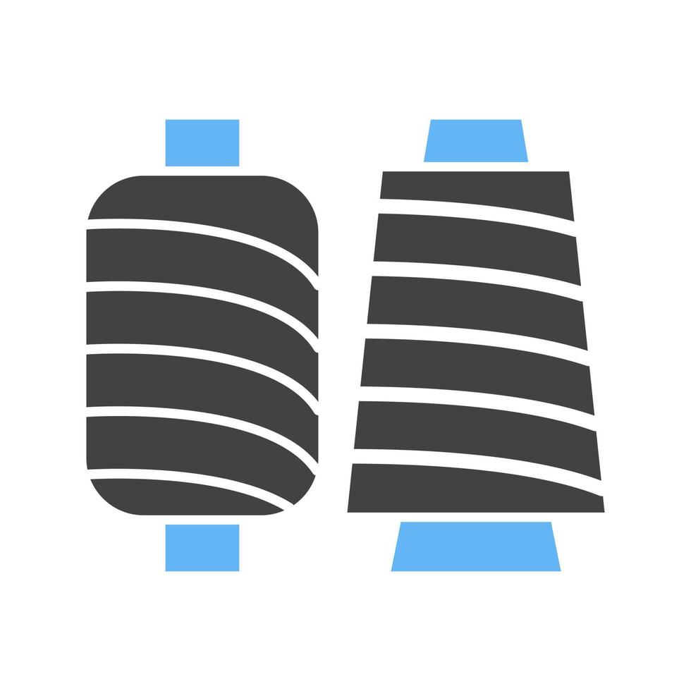 spoelen van draad glyph blauw en zwart icoon vector
