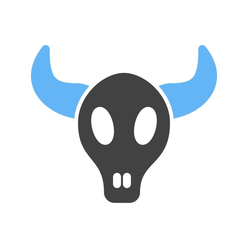 stier hoorns glyph blauw en zwart icoon vector