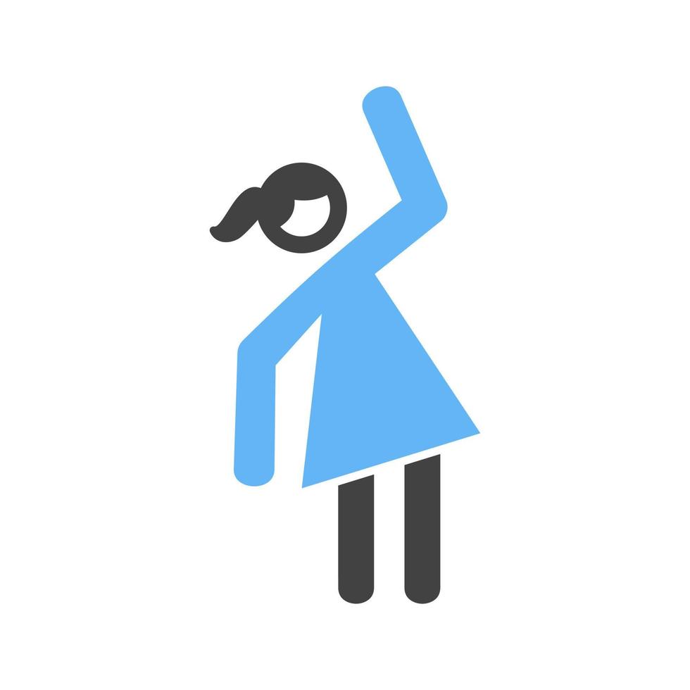 vrouw oefenen glyph blauw en zwart icoon vector