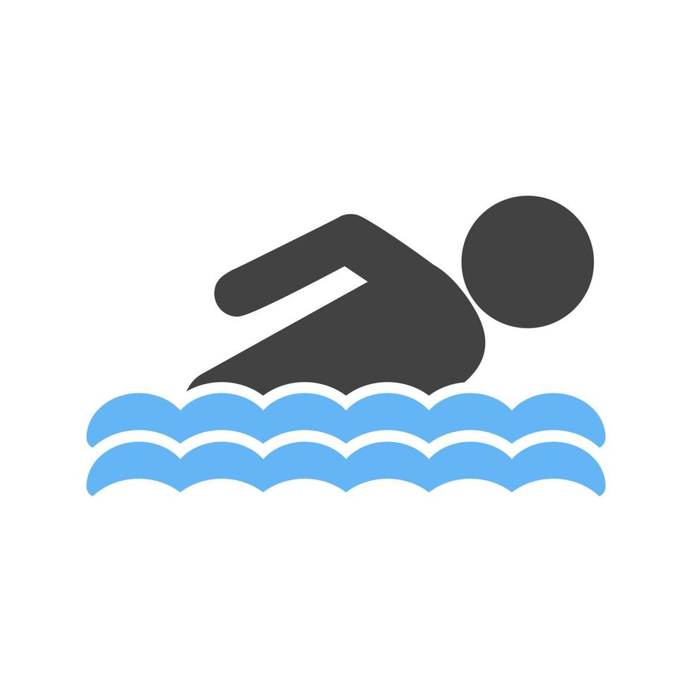 zwemmen glyph blauw en zwart icoon vector