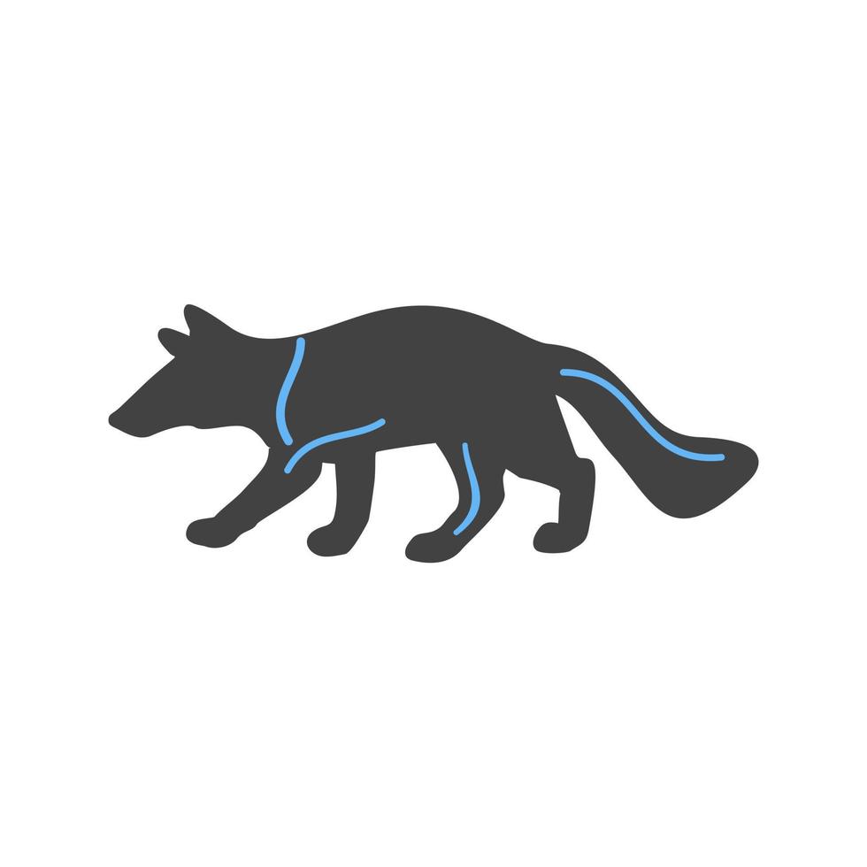 wolf glyph blauw en zwart icoon vector