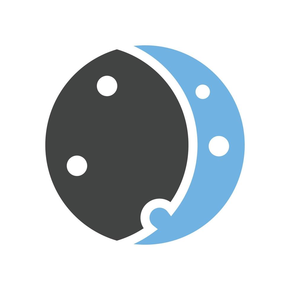 maan glyph blauw en zwart icoon vector