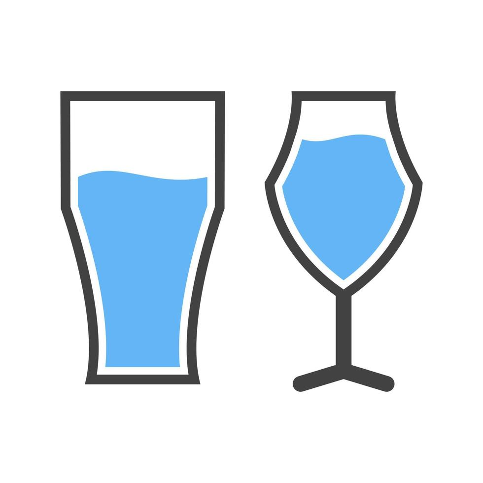 bier bril glyph blauw en zwart icoon vector