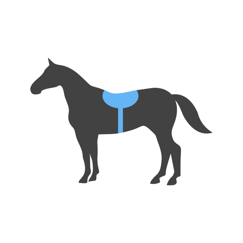 paard glyph blauw en zwart icoon vector