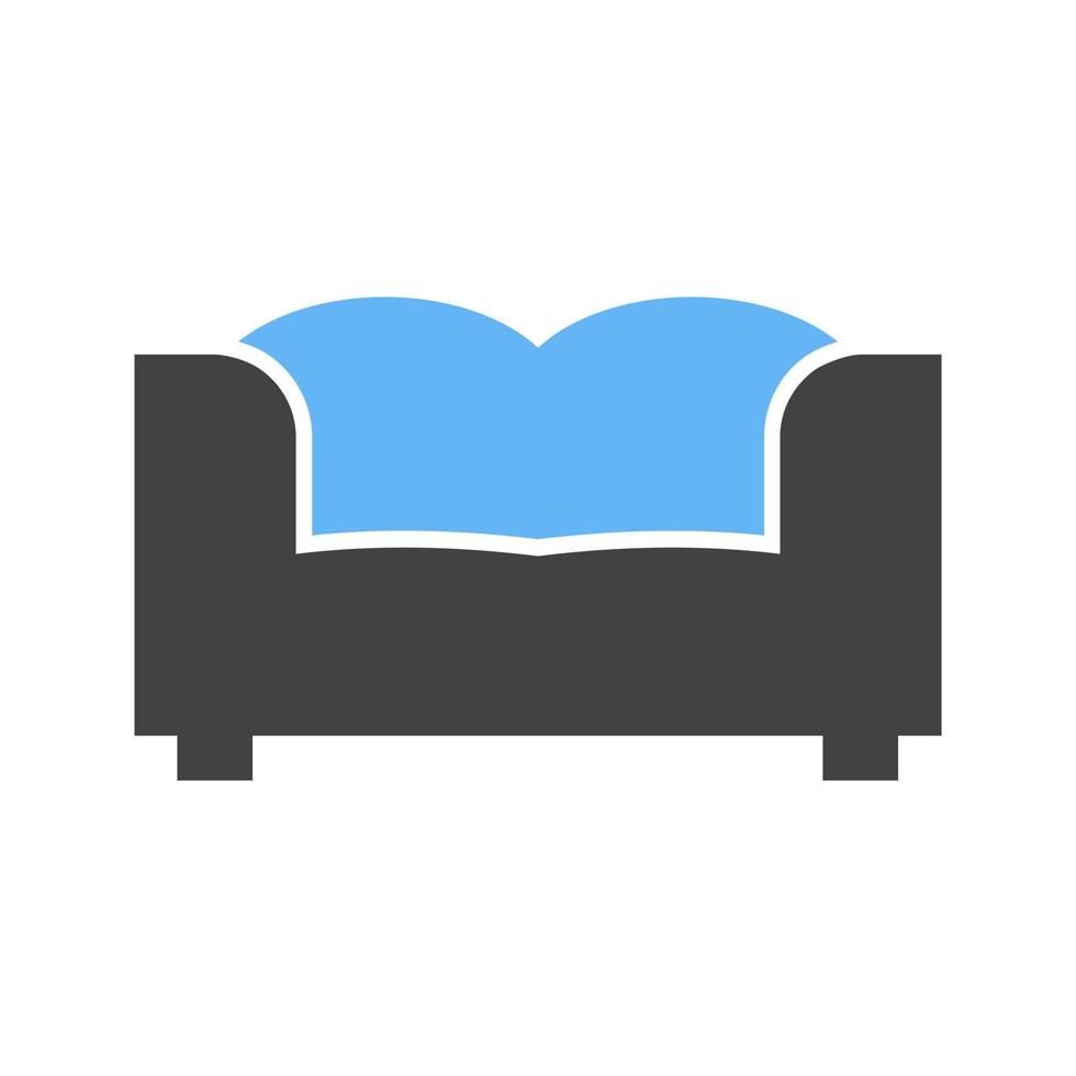 dubbele sofa glyph blauw en zwart icoon vector