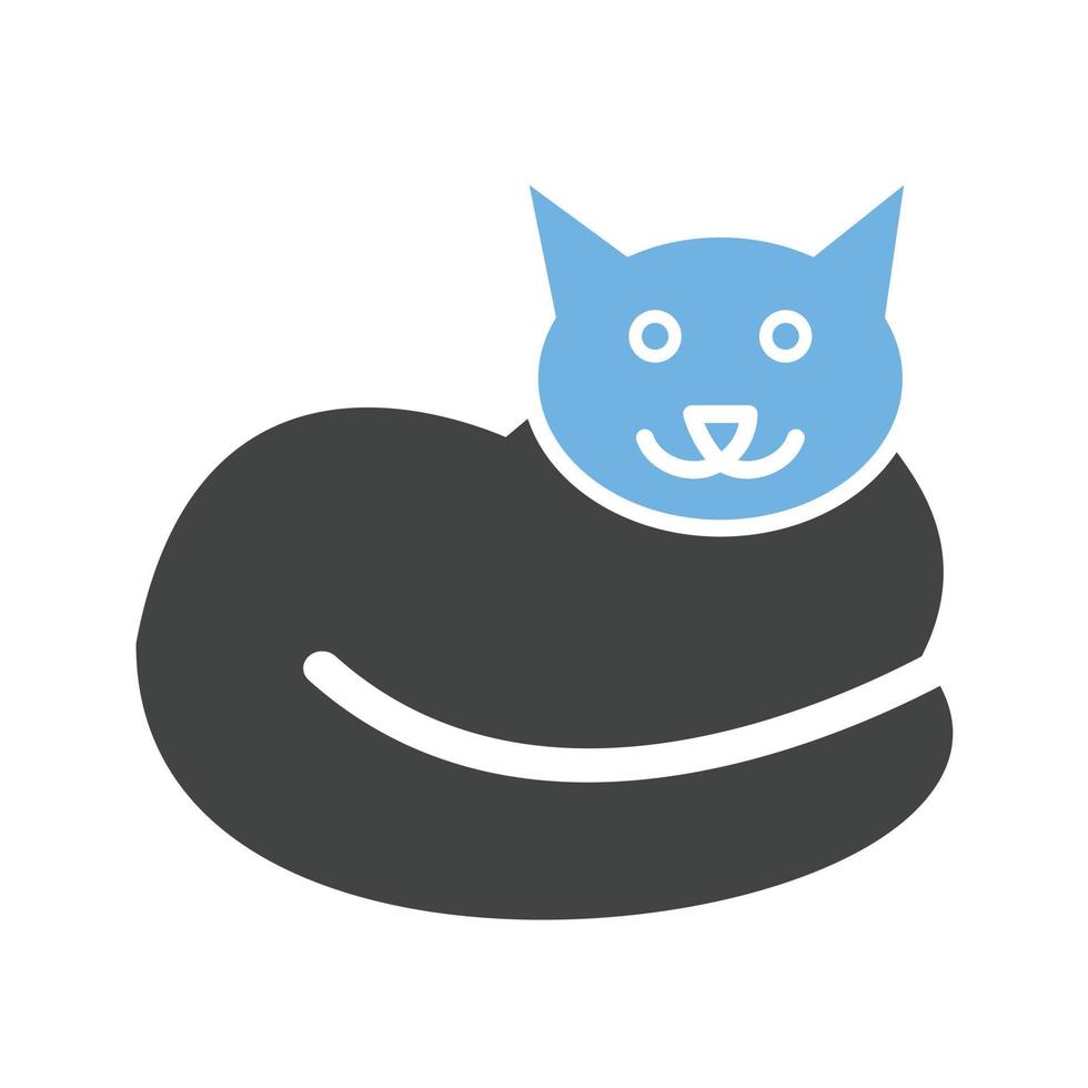 huisdier kat glyph blauw en zwart icoon vector