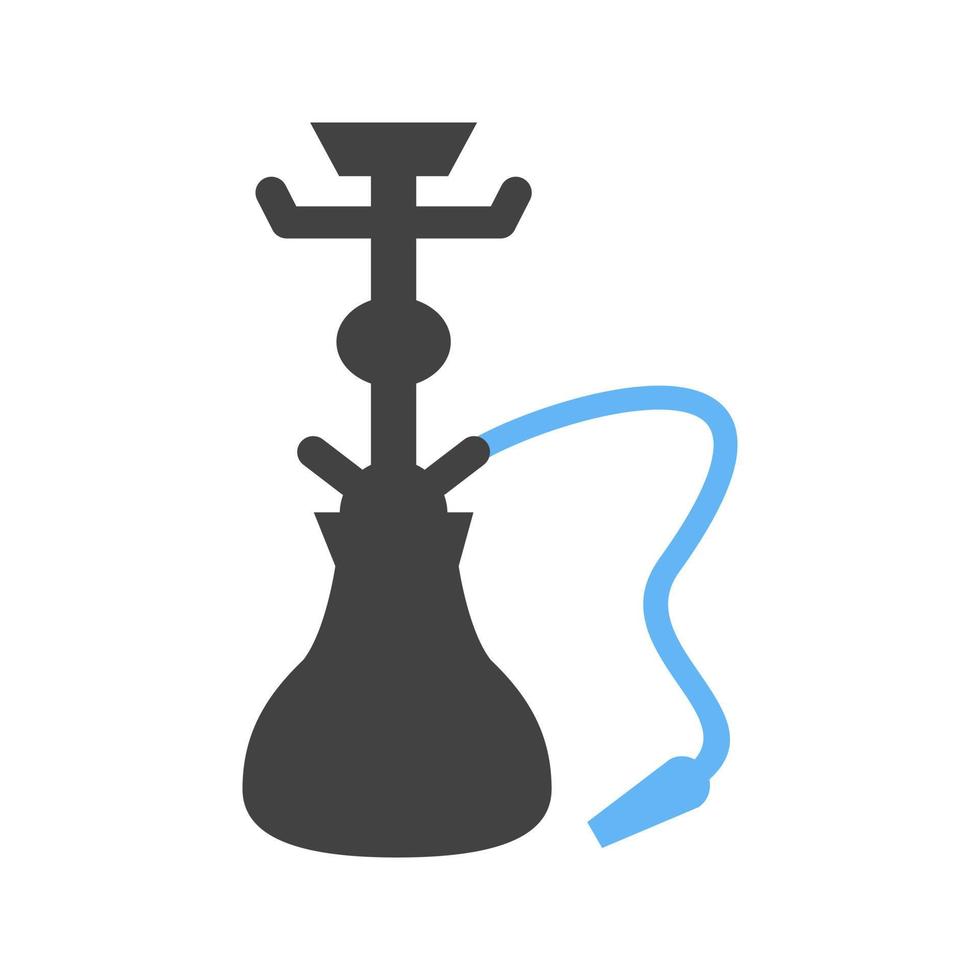 hookah glyph blauw en zwart icoon vector